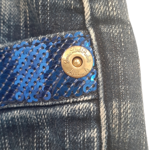 Akademiks Vintage Y2K Women's Embellished Slim Fit Jeans Blue Sequins Size 32 - Picture 5 of 12
